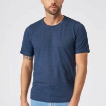 120% Lino ανδρικό T-shirt μονόχρωμο - 32ALIM7186_000G308_S_01 Μπλε Σκούρο