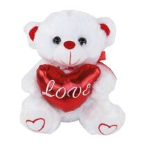 13029 Λούτρινο Αρκουδάκι Λευκό Καρδιά ''Love'' 28cm