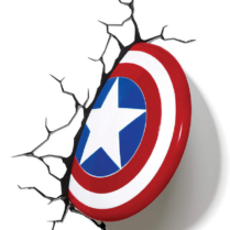 3DLightFX Marvel Avengers Captain America Shield 3D Deco Light - 3D LED Παιδικό Φωτιστικό Τοίχου με Αυτοκόλλητο Ρωγμών (816733002187)