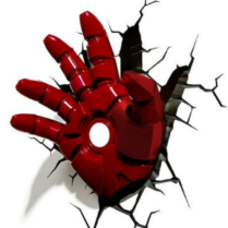 3DLightFX Marvel Avengers Iron Man Hand 3D Deco Light - 3D LED Παιδικό Φωτιστικό Τοίχου με Αυτοκόλλητο Ρωγμών (816733840598)