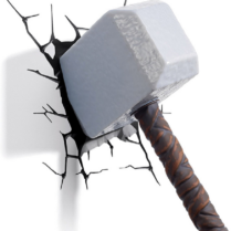 3DLightFX Marvel Avengers Thor Hammer 3D Deco Light - 3D LED Παιδικό Φωτιστικό Τοίχου με Αυτοκόλλητο Ρωγμών (816733002170)