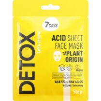 7DAYS Detox AHA (5%) + BHA Step 1 Face Sheet Mask Μάσκα Προσώπου για Αποτοξίνωση με Μείγμα από BHA & AHA Οξέα για Βαθιά Απολέπιση, Απόφραξη Πόρων & Τόνωση της Επιδερμίδας Αποκαθιστώντας τη Φωτεινότητά της 25g