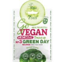 7DAYS Go Vegan Wednesday No3 Green Day Salad Face Sheet Mask Μάσκα Προσώπου Φυτικής Προέλευσης για Αποτοξίνωση, Ενυδάτωση & Μείωση των Σημαδιών της Γήρανσης 25g