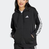 Adidas γυναικεία ζακέτα φούτερ με κουκούλα Regular Fit "Essentials 3-Stripes Fleece" - JE1283 Μαύρο