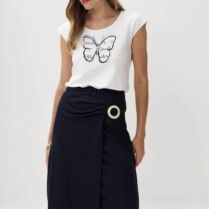 Alexander & Jacob γυναικείο Τ-shirt με foil butterfly print - 12957 Λευκό