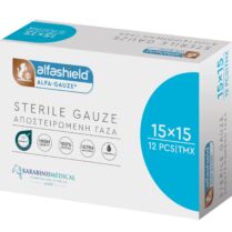 AlfaShield Alfa Gauze Sterile 15x15cm Αποστειρωμένη Γάζα με Υδρόφιλο Βαμβάκι 12 Τεμάχια