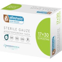 AlfaShield Alfa Gauze Sterile 17x30cm Αποστειρωμένη Γάζα με Υδρόφιλο Βαμβάκι 12 Τεμάχια