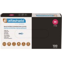 AlfaShield Black Nitrile Examination Gloves Μαύρα Εξεταστικά Γάντια Νιτριλίου Χωρίς Πούδρα 100 Τεμάχια - Medium