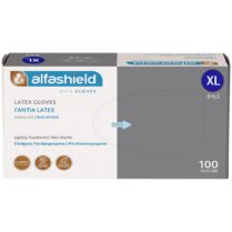 AlfaShield Latex Gloves Εξεταστικά Γάντια Ελαφρώς Πουδραρισμένα & μη Αποστειρωμένα 100 Τεμάχια - Extra Large