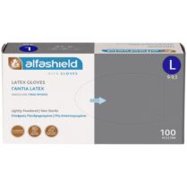 AlfaShield Latex Gloves Εξεταστικά Γάντια Ελαφρώς Πουδραρισμένα & μη Αποστειρωμένα 100 Τεμάχια - Large