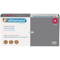 AlfaShield Latex Gloves Εξεταστικά Γάντια Ελαφρώς Πουδραρισμένα & μη Αποστειρωμένα 100 Τεμάχια - Medium