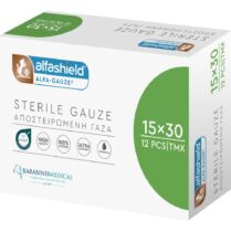 Alfashield Alfa Gauze Sterile 15x30cm Αποστειρωμένες Γάζες Υψηλής Ποιότητας από Βαμβάκι 12 Τεμάχια