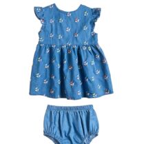 Allouette βρεφικό σετ denim φόρεμα με κεντήματα σλιπ και κορδέλα μαλλιών (3 τεμάχια) - 00440596 Μπλε Σκούρο