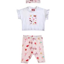 Alouette βρεφικό σετ crop top με κολάν και κορδέλα μαλλιών (3 τεμάχια) - 00470964 Λευκό