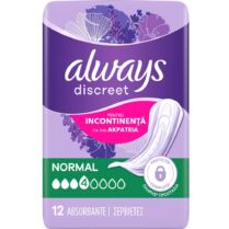 Always Discreet Normal Pads for Sensitive Bladder Γυναικείες Σερβιέτες Κανονικού Μεγέθους για την Ακράτεια 12 Τεμάχια