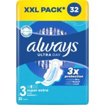 Always Ultra Day Super Extra Size 3 Wings Pads Σερβιέτες Μεγάλου Μεγέθους με Φτερά για Άνεση & Προστασία Όλη τη Μέρα 32 Τεμάχια