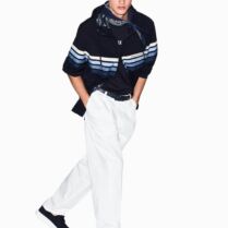 Armani Exchange ανδρική ζακέτα φούτερ με ριγέ σχέδιο και λογότυπο Relaxed Fit - XM002243AF22544 Σκούρο Μπλε
