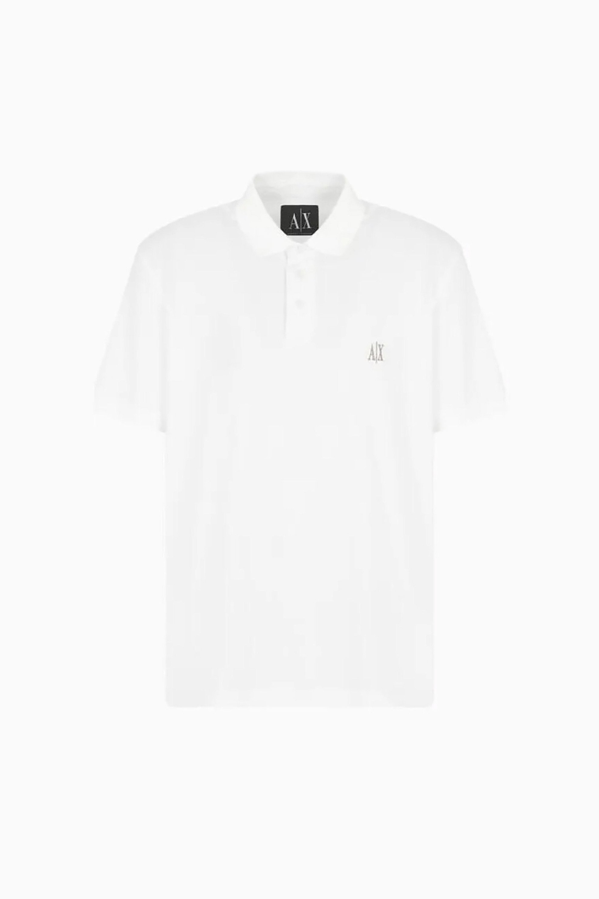 Armani Exchange ανδρική μπλούζα πόλο μονόχρωμη με ανάγλυφο λογότυπο Regular Fit - XM000367AF13022 Λευκό Armani Exchange ανδρική μπλούζα πόλο μονόχρωμη με ανάγλυφο λογότυπο Regular Fit - XM000367AF13022 Λευκό