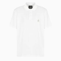Armani Exchange ανδρική μπλούζα πόλο μονόχρωμη με ανάγλυφο λογότυπο Regular Fit - XM000367AF13022 Λευκό