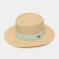 Beige Straw Hat w/ Light Blue Strap Μπεζ Interhat
