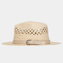 Beige Straw Panama with Beige Belt Μπεζ Interhat