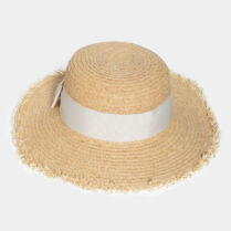 Braided straw hat with metal detail Μπεζ Interhat