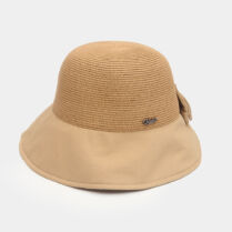 Bucket Cotton & Straw Hat w/ Cotton Bow Μπεζ Interhat