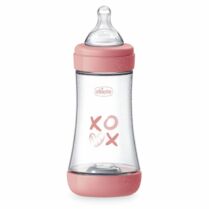 Chicco Μπιμπερό Πλαστικό Perfect 5 Ροζ 240ml Θηλή Σιλικόνης 2 Mηνών+