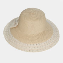 Ecru hat with lace bow Μπεζ Interhat