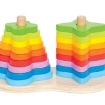 Hape Early Explorer Διπλή Ξύλινη Πυραμίδα Rainbow Stacker (E0406A)