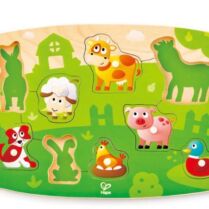 Hape Happy Puzzles Ξύλινο Παζλ Ζωάκια Αγροκτήματος Peg (E1408A)