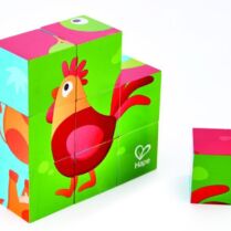 Hape Happy Puzzles Ξύλινο Παζλ Κύβοι Ζωάκια Φάρμας (E1618A)