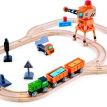 Hape Railway Ξύλινο Crossing & Crane Τρένο Σετ (E3732A)