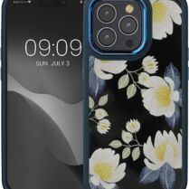 KWmobile Crystal Hard Case - Σκληρή Διάφανη Θήκη με TPU Bumper - Apple iPhone 14 Pro - White Blossoms / Yellow / Dark Blue / White (60468.02)