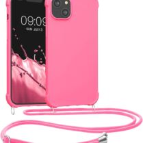 KWmobile Matte Θήκη Σιλικόνης με Λουράκι Λαιμού Apple iPhone 14 Plus - Neon Pink (59117.77)