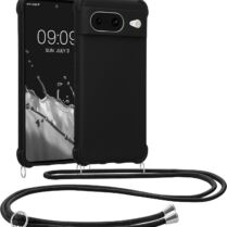 KWmobile Matte Θήκη Σιλικόνης με Λουράκι Λαιμού Google Pixel 8 - Black (61867.01)