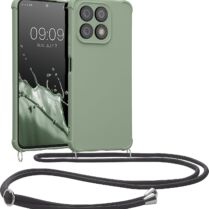 KWmobile Matte Θήκη Σιλικόνης με Λουράκι Λαιμού Honor X8a - Gray Green (61577.172)