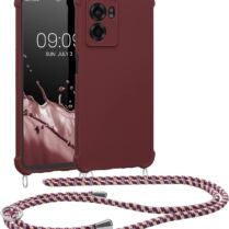 KWmobile Matte Θήκη Σιλικόνης με Λουράκι Λαιμού Realme Narzo 50 5G - Bordeaux Violet (60038.187)