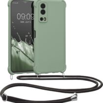 KWmobile Matte Θήκη Σιλικόνης με Λουράκι Λαιμού Vivo Y72 5G - Gray / Green (59899.172)