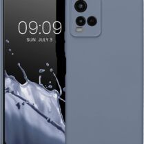 KWmobile Soft Slim Flexible Rubber Cover with Camera Protector - Θήκη Σιλικόνης Vivo Y21 με Πλαίσιο Κάμερας - Blue Grey (57577.12)
