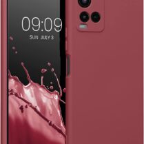 KWmobile Soft Slim Flexible Rubber Cover with Camera Protector - Θήκη Σιλικόνης Vivo Y21 με Πλαίσιο Κάμερας - Dark Rose (57577.167)