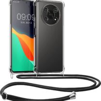 KWmobile Διάφανη Θήκη Σιλικόνης με Λουράκι Λαιμού - Honor Magic4 Lite - Transparent / Black (58581.01)