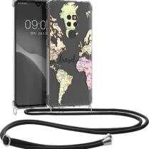 KWmobile Διάφανη Θήκη Σιλικόνης με Λουράκι Λαιμού - Huawei Mate 20 - Travel / Black / Multicolor / Transparent (59007.02)