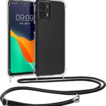 KWmobile Διάφανη Θήκη Σιλικόνης με Λουράκι Λαιμού - Motorola Moto G13 / G23 - Black / Transparent (60844.01)