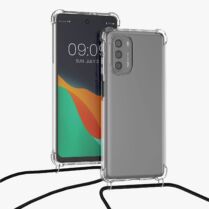 KWmobile Διάφανη Θήκη Σιλικόνης με Λουράκι Λαιμού - Motorola Moto G51 5G - Transparent / Black (57000.01)