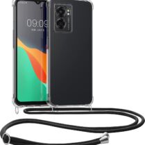 KWmobile Διάφανη Θήκη Σιλικόνης με Λουράκι Λαιμού - Oppo A77 5G - Transparent / Black (59896.01)