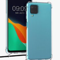 KWmobile Διάφανη Θήκη Σιλικόνης με Λουράκι Λαιμού - Samsung Galaxy M12 - Transparent / Black (56963.01)