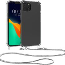 KWmobile Διάφανη Θήκη Σιλικόνης με Μεταλλικό Λουράκι Λαιμού Apple iPhone 14 Plus - Transparent / Silver (59103.35)