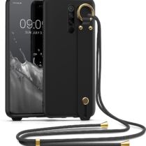 KWmobile Θήκη Σιλικόνης με Λουράκι Λαιμού και Finger Holder - Xiaomi Redmi 9 - Black (57329.01)