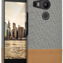 KWmobile Σκληρή Θήκη Canvas & PU Leather - LG Nexus 5X - Light Grey / Brown (37625.25)